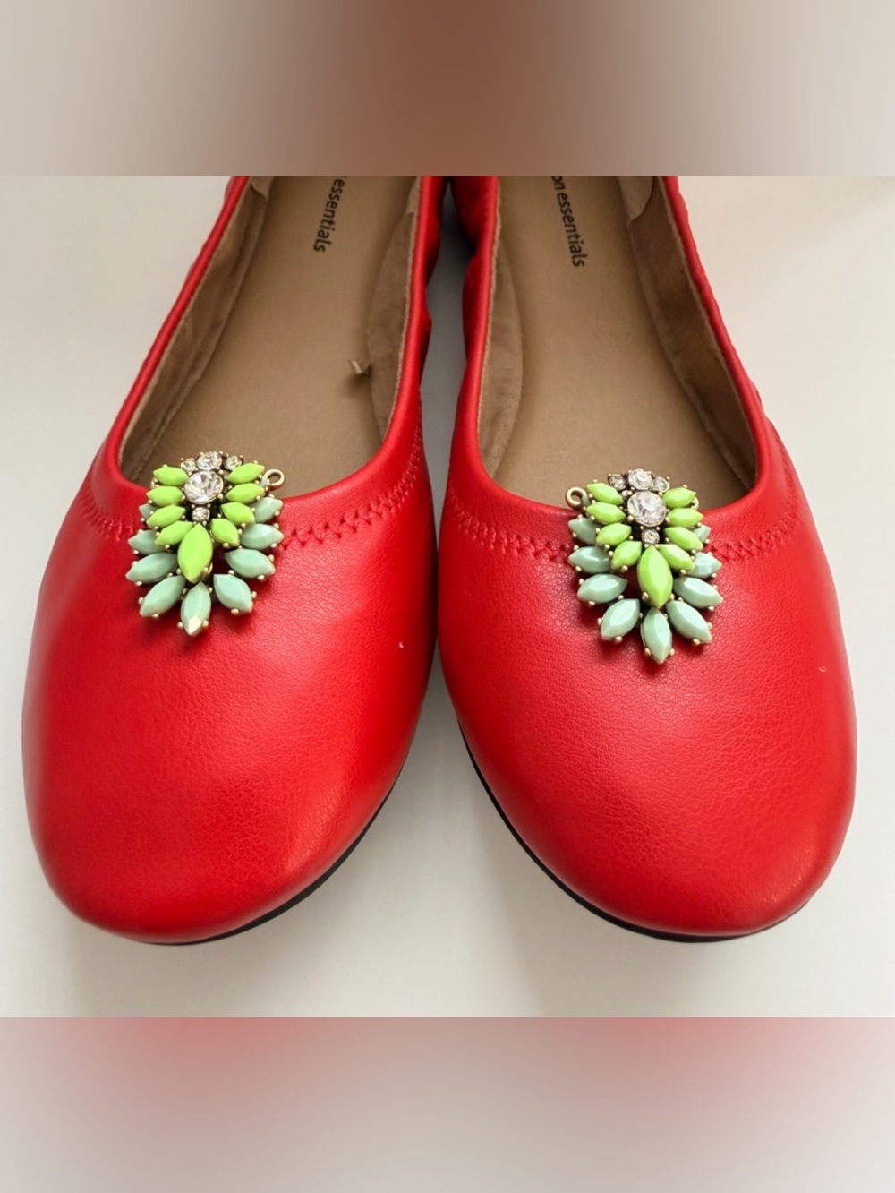 Vintage Upcycled French shoe clips with Green Embellishments